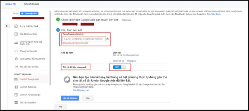 Liên kết Google Analytics với Google Ads