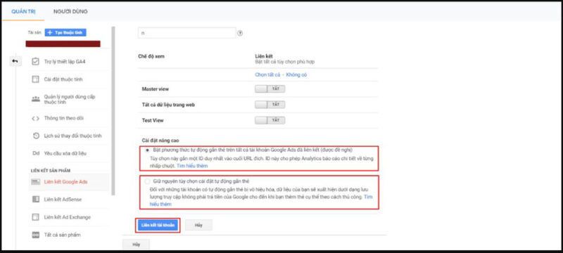 Liên kết Google Analytics với Google Ads