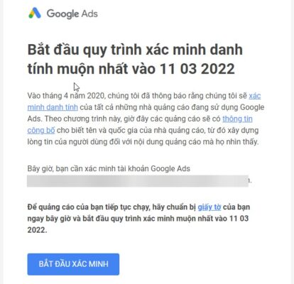 Xác Minh Danh Tính Google Ads